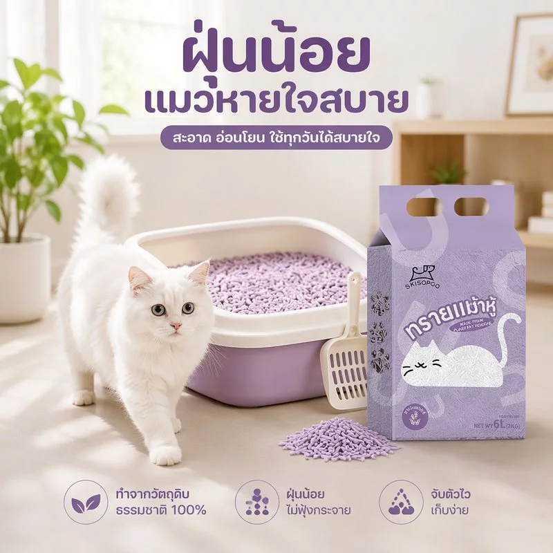 SKISOPGO ทรายแมวเต้าหู้ ออร์แกนิค100% ดับกลิ่นที่แข็งแกร่ง ทรายแมว tofuCatLitter 12ลิตร สินค้าคุณภาพ thumbnail 5