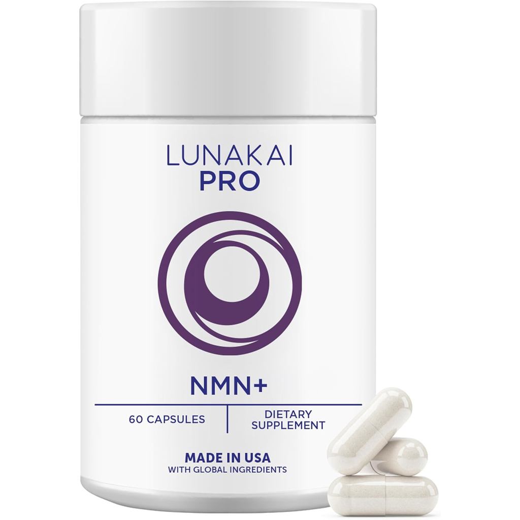 Lunakai PRO USA Made NMN อาหารเสริม 500 มก. 6-in-1 พร้อม TMG & Resveratrol 98% - NAD+ และ Energy Sup