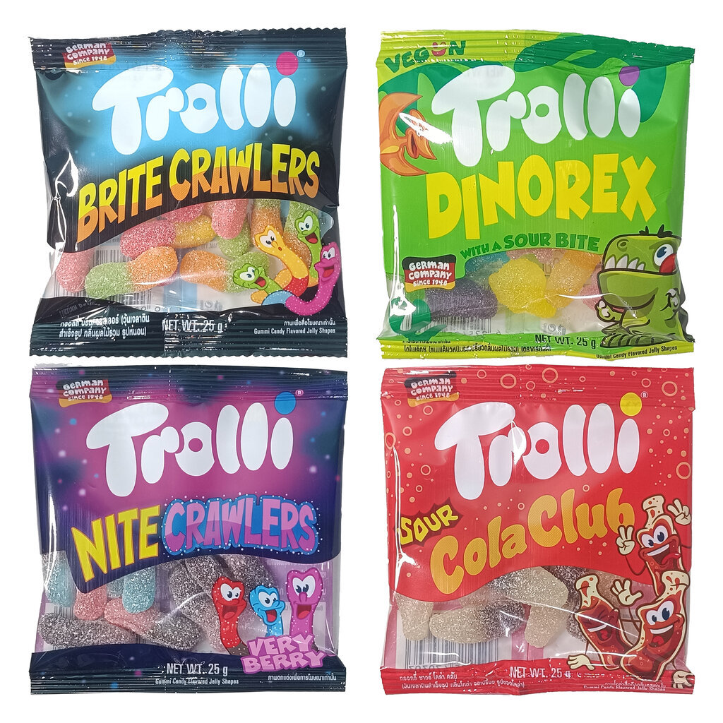 ทรอลลี่ วุ้นเจาลาตินสำเร็จรูป กลิ่นผลไม้ ขนาด 25 กรัม ราคาขายปลีก 10 บาท Trolli Jelly VaniLand