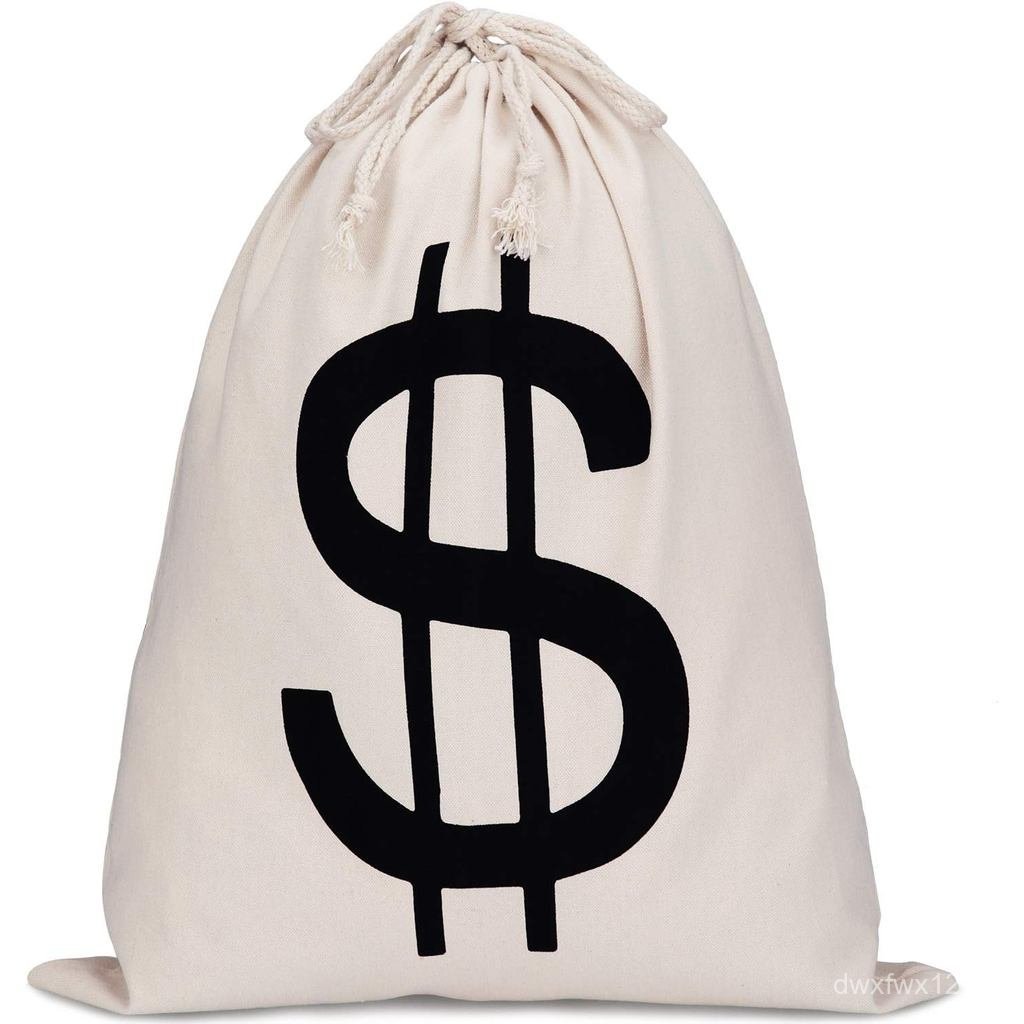 Boao 19.7 x 15.8 ขนาดใหญ่พิเศษเงินกระเป๋า Prop เงิน Dollar Sign Drawstring ผ้าใบกระเป๋า Dollar สัญลั