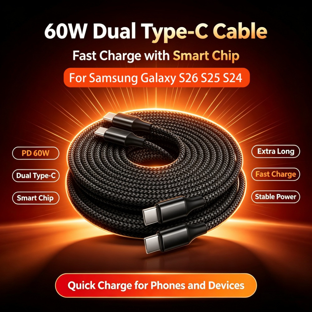 LIKAIYUE 60W PD USB-C ถึง USB-C Fast สายชาร์จไนลอนถัก Type-C ข้อมูลสาย 3 M/5 M/8 M สําหรับ Samsung G