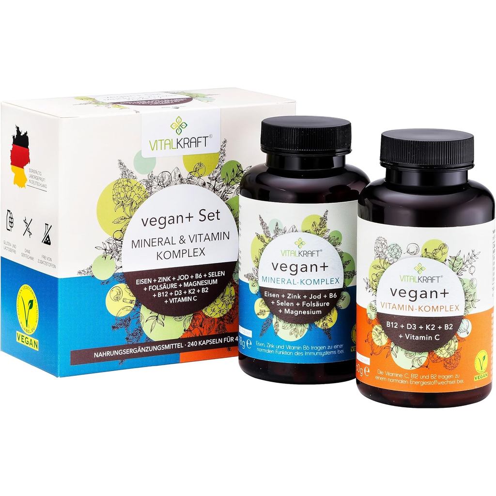 Vegan+Multivitamin B12+D3+K2+B2+วิตามินซี มีวิตามินบี 12+D3+K2+B2+วิตามินซี มีแมกนีเซียม เหล็ก สังกะ