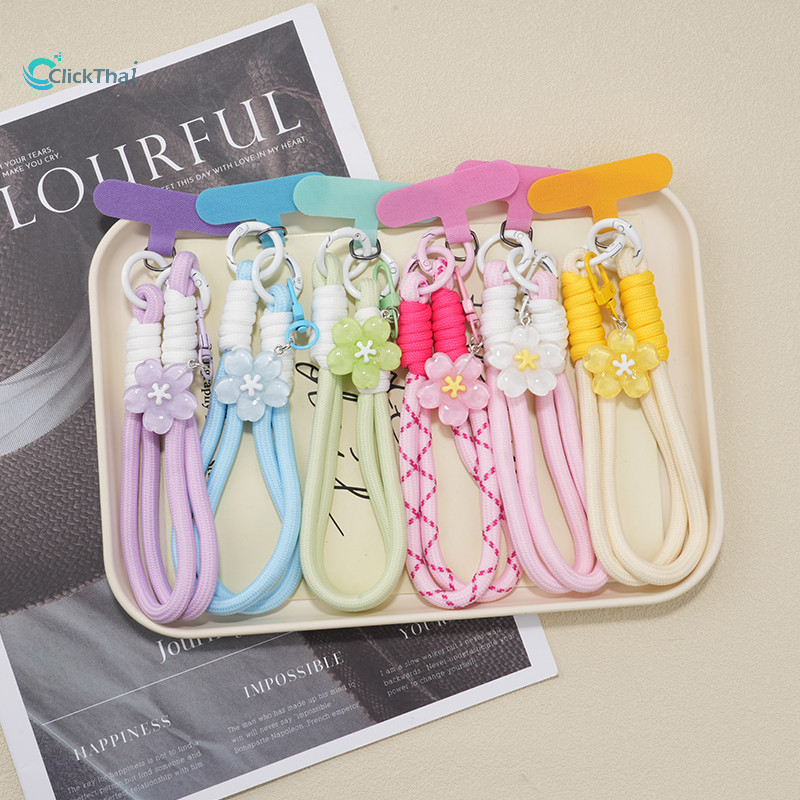 สายคล้องโทรศัพท์มือถือ สายคล้องโทรศัพท์แบบสั้น ดีไซน์มินิมอล ทันสมัย ​​ถอดเปลี่ยนได้ พร้อมจี้ซากุระ สำหรับผู้หญิง