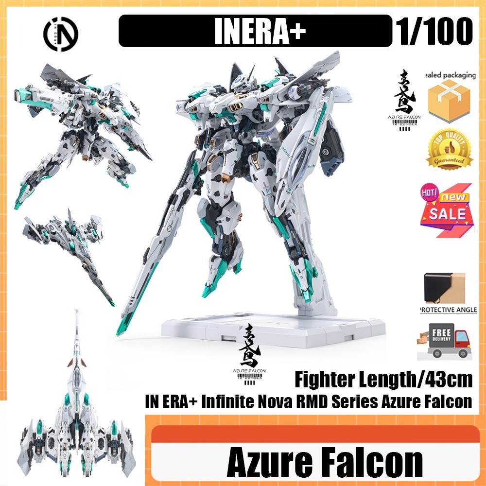 IN ERA + RMD Azure Falcon 1/100 รวบรวมชุด Infinite Nova Series Transformable Mecha Kit DIY Assembly หุ่นยนต์ Fighter Jet รุ่นโลหะผสม Joint เดสก์ท็อปตกแต่งสําหรับ Hobbyist