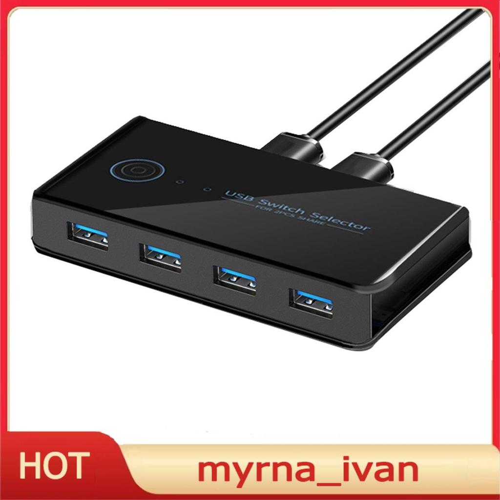 USB KVM Switch USB Shared Switcher 2 in 4 Out สําหรับแล็ปท็อปพีซีคีย์บอร์ดเมาส์เครื่องพิมพ์ USB Swit