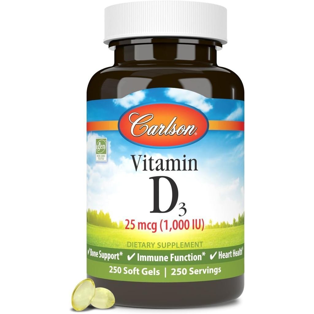 Carlson D3 1000 IU (25 mcg) B Health Muscle Health Cholecalciferol D s D3 Soft Gels 250 ซอฟท์เจล