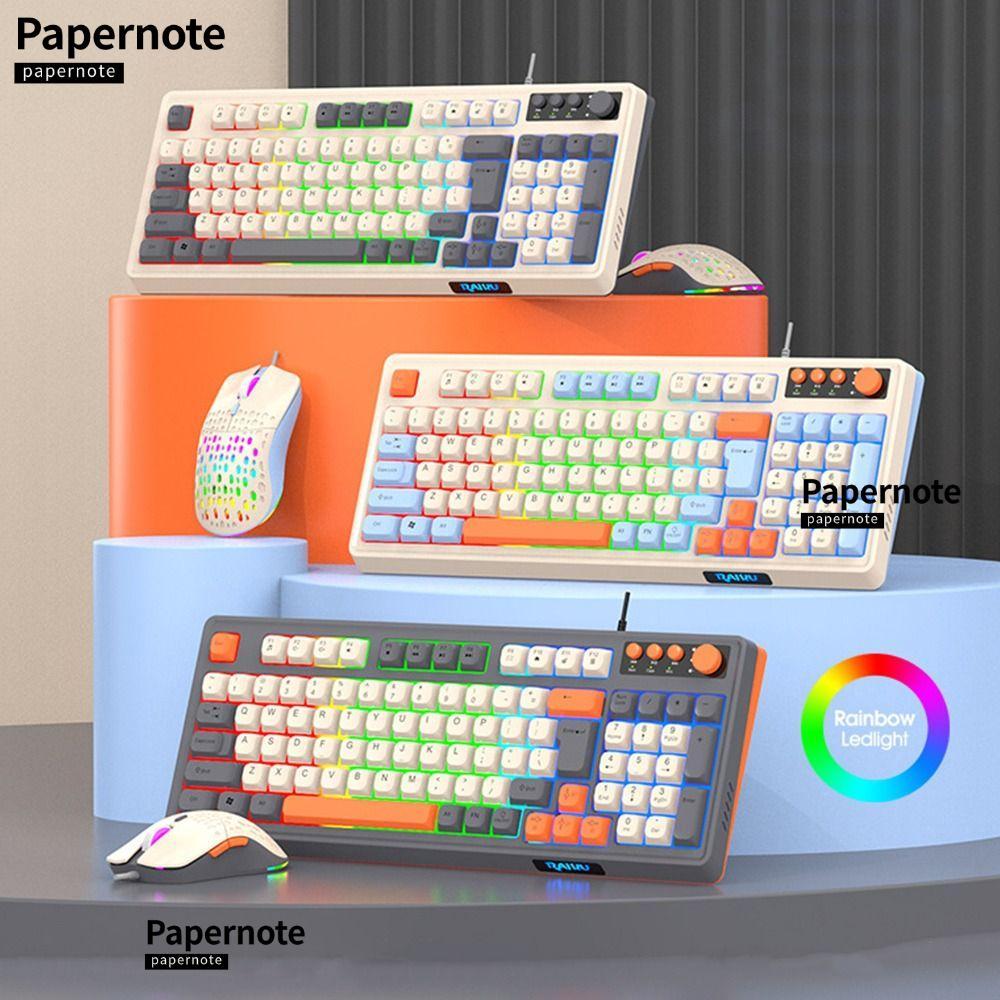 คีย์บอร์ด PAPERNOTE RAID T98, คีย์บอร์ดเมาส์ชุด, การเชื่อมต่อ USB Backlight Rainbow Color Gaming Mec