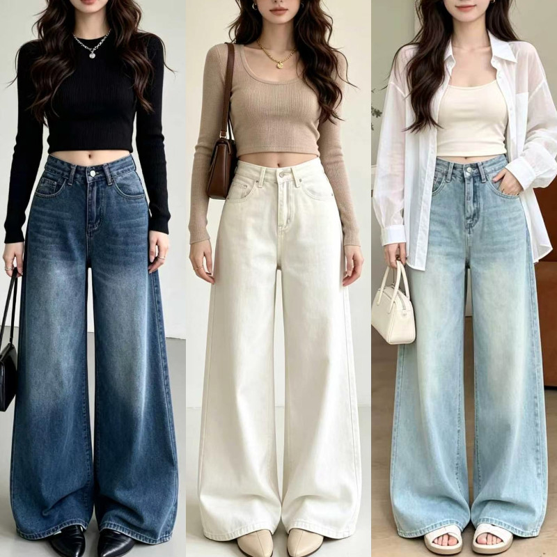 Bree Clothing Jean Lady กางเกงยีนส์วินเทจเกาหลี ขากว้าง ไซซ์Sถึง3XL ใส่สบายสไตล์ฮิตประจำซีซัน