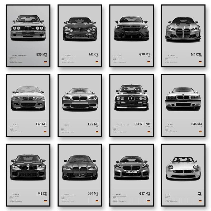 G80 M3C E39 M5 รถผ้าใบ Wall Art พิมพ์โปสเตอร์ M5 CS G87 M2 กีฬารถตกแต่งภาพวาด Modern Home Decor ของข