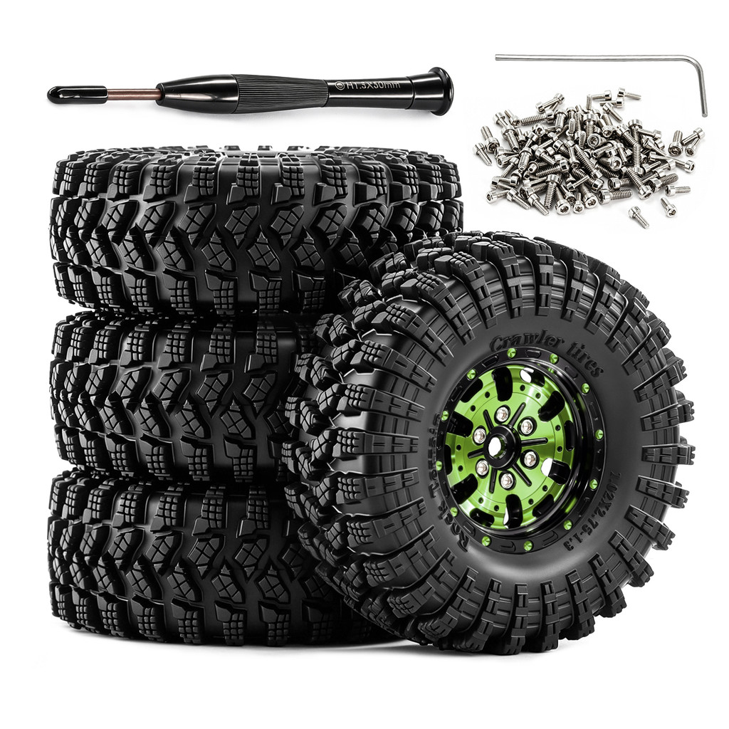 สําหรับ FMS Ascent-18 1.3 โลหะ Beadlock ล้อและยางสําหรับ RC Crawler 1/18 TRX4M SCX24 Axial AX24 FCX2