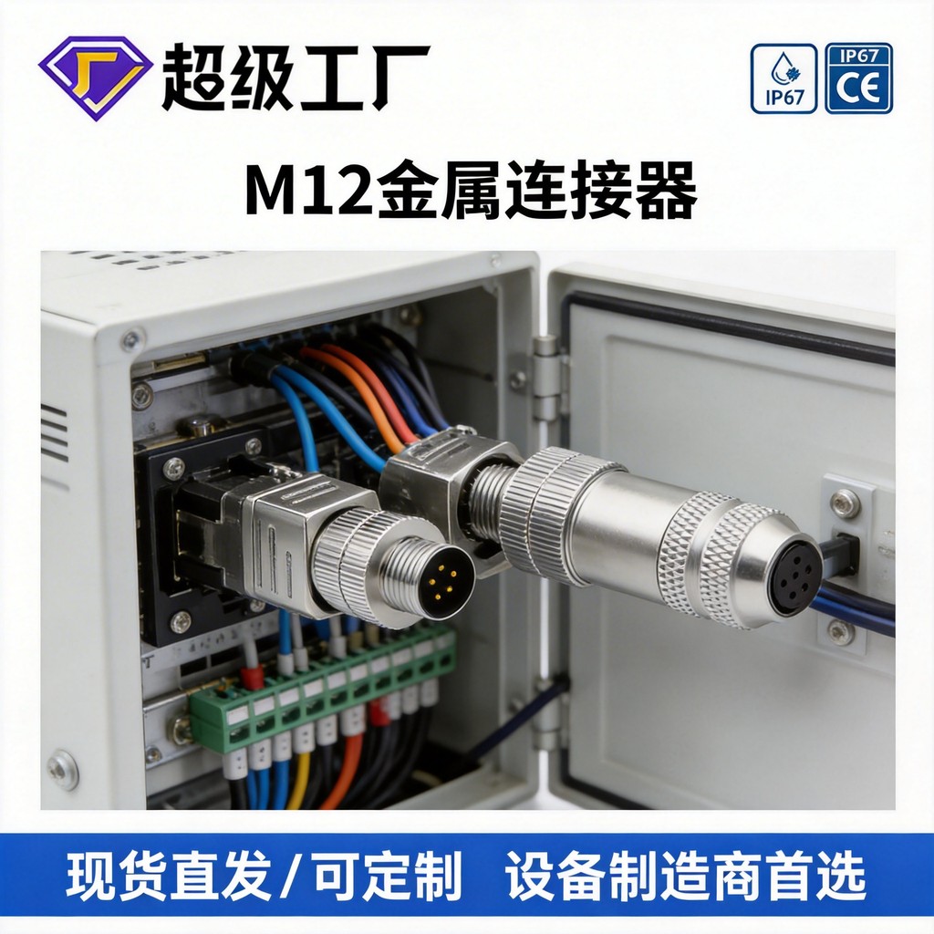 M12 Ethernet Connector การบินกันน้ําชายหญิงปลั๊ก 4 แกน 5 Pins 8 หลุมโลหะ Shielding profinet Connecto