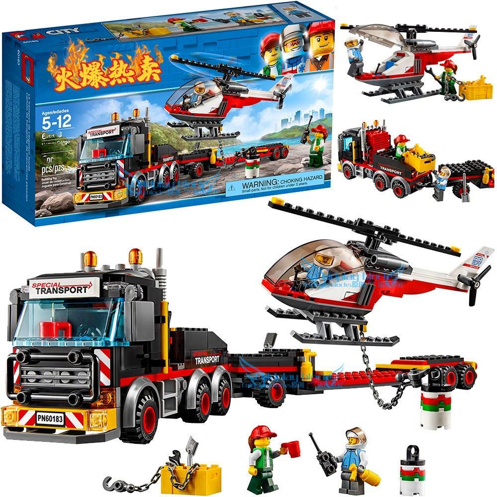 เข้ากันได้กับ Lego City Series Heavy Helicopter Transporter 60183 Boy ประกอบของเล่นบล็อกตัวต่อเครื่อ