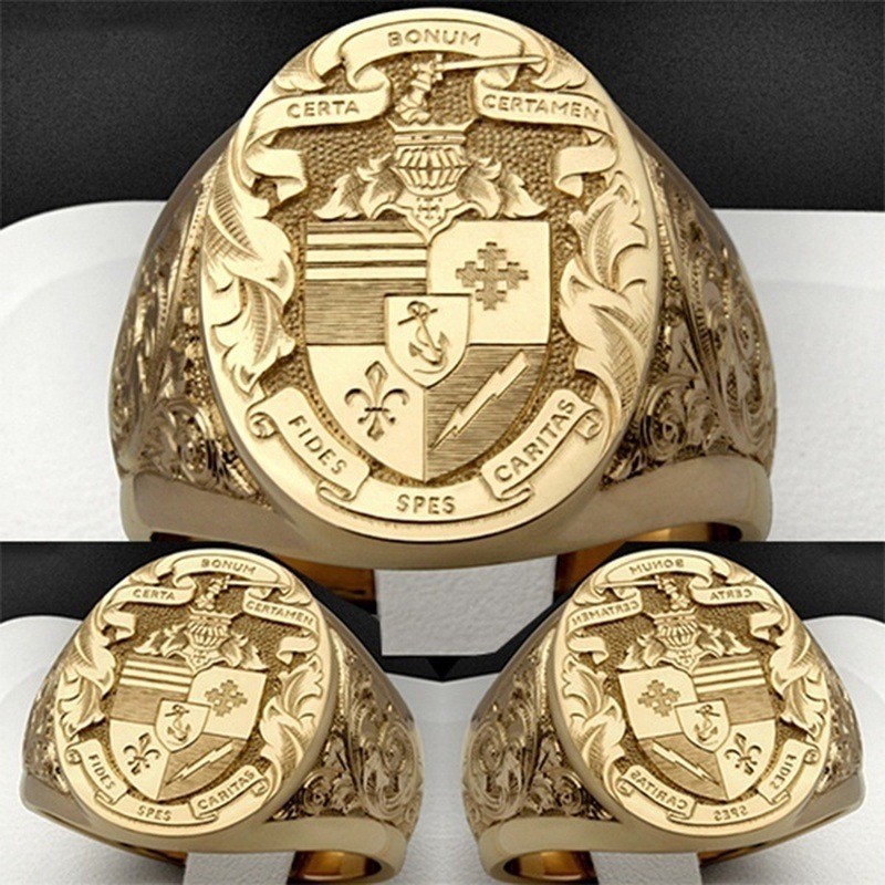 พิเศษสําหรับปรารถนายุโรป American Totem Sculpture Shield Knight Retro Ring08023020