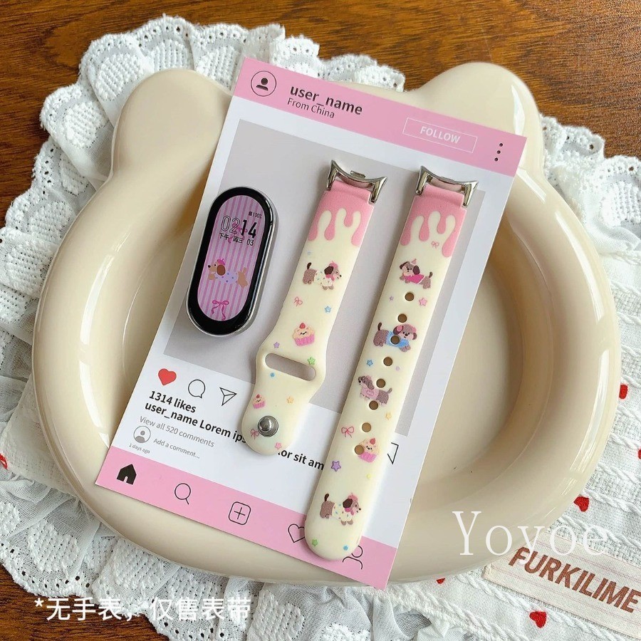 สายซิลิโคนพิมพ์ลายการ์ตูนสําหรับ Xiaomi Mi Band 11 10 9 8 7 6 5 4 3 Miband 9Pro สร้อยข้อมือสําหรับ Redmi Watch 6 5 4 สายรัดข้อมือ