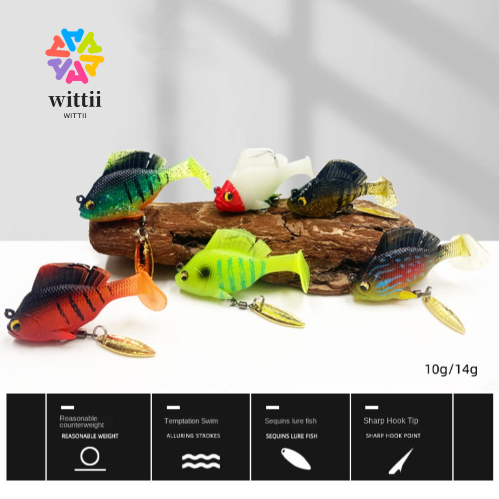 WITTII เหยื่อเบสนุ่มพร้อมตะขอตะกั่ว, Dark Sleeper Jig SwimBait, เหยื่อซิลิโคนอ่อนนุ่ม Pike
