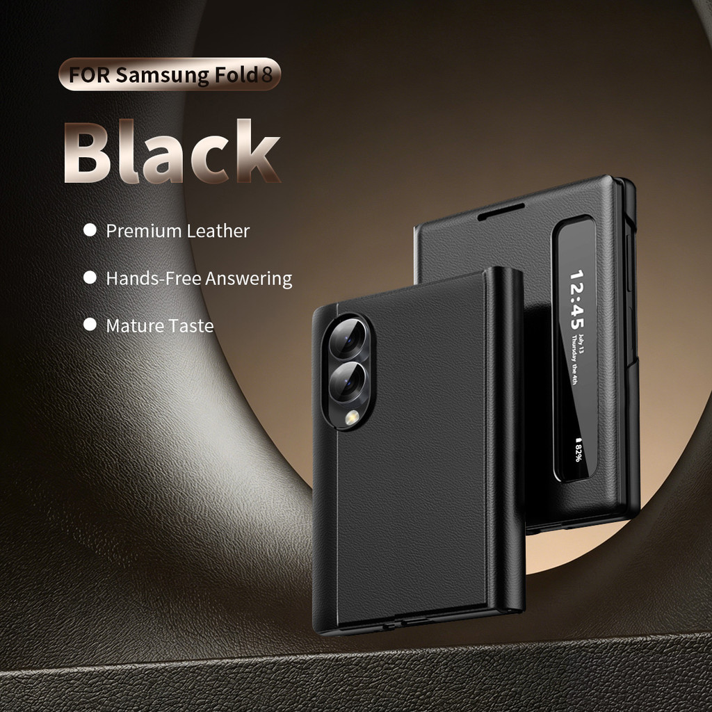 Smart View ซองหนังสีดําสําหรับ Samsung Galaxy Z พับ 8 8 Ultra Z พับ 7 Z พับ 6 Z 5 Z 4 Z 3 ฝาครอบเคสโทรศัพท์