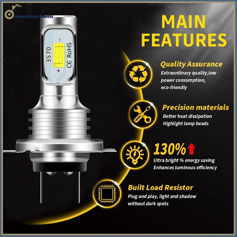 FOURSUN H7 Led Canbus ไฟหน้า H7 Led Lo Beam หลอดไฟ 6000K IP 68 CSP 3570 LED TH