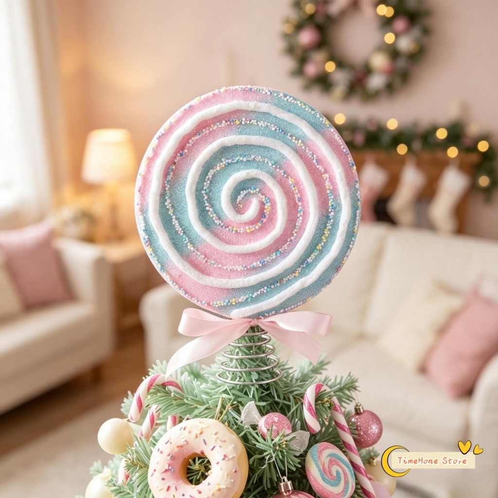 9Bgp- Lollipop Christmas Tree Topper สีรุ้ง Candy Tree Top ตกแต่ง