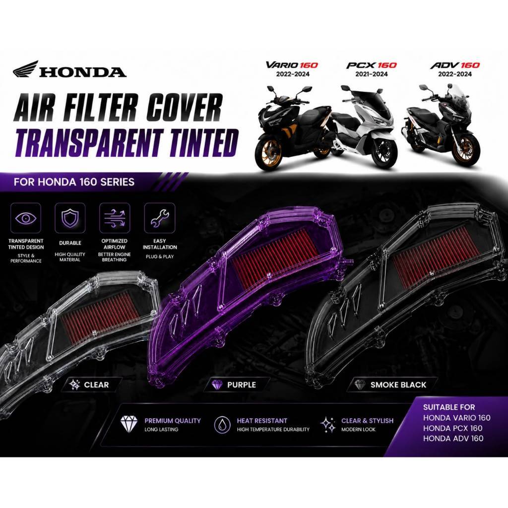 STONEPRO ฝาครอบกรองอากาศ TRANSPARENT PCX 160 Vario 160 ADV 160 กรองอากาศ/PCX 160 กรองอากาศ VARIO