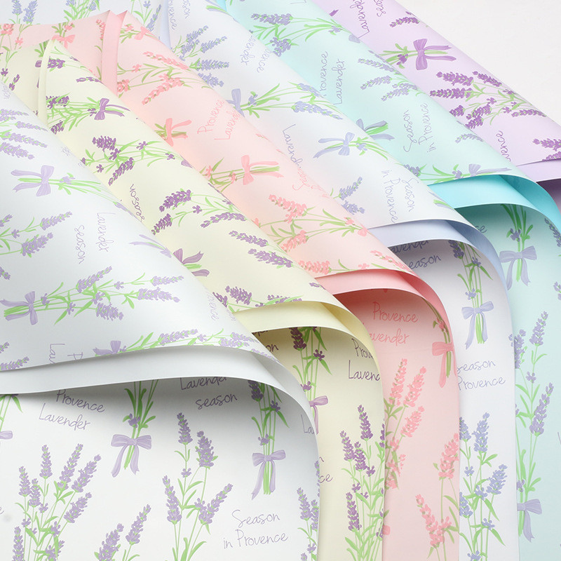 SHIOK 20 ชิ้น YuYin กระดาษห่อลาเวนเดอร์ Kertas Pembalut ลาเวนเดอร์ YuYin WP0506