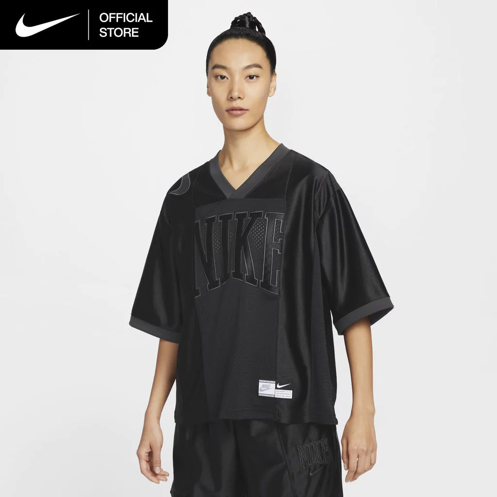 Nike Women's Sportswear Street Oversized Short-Sleeve Graphic Jersey Top - Black [HJ0281-010]