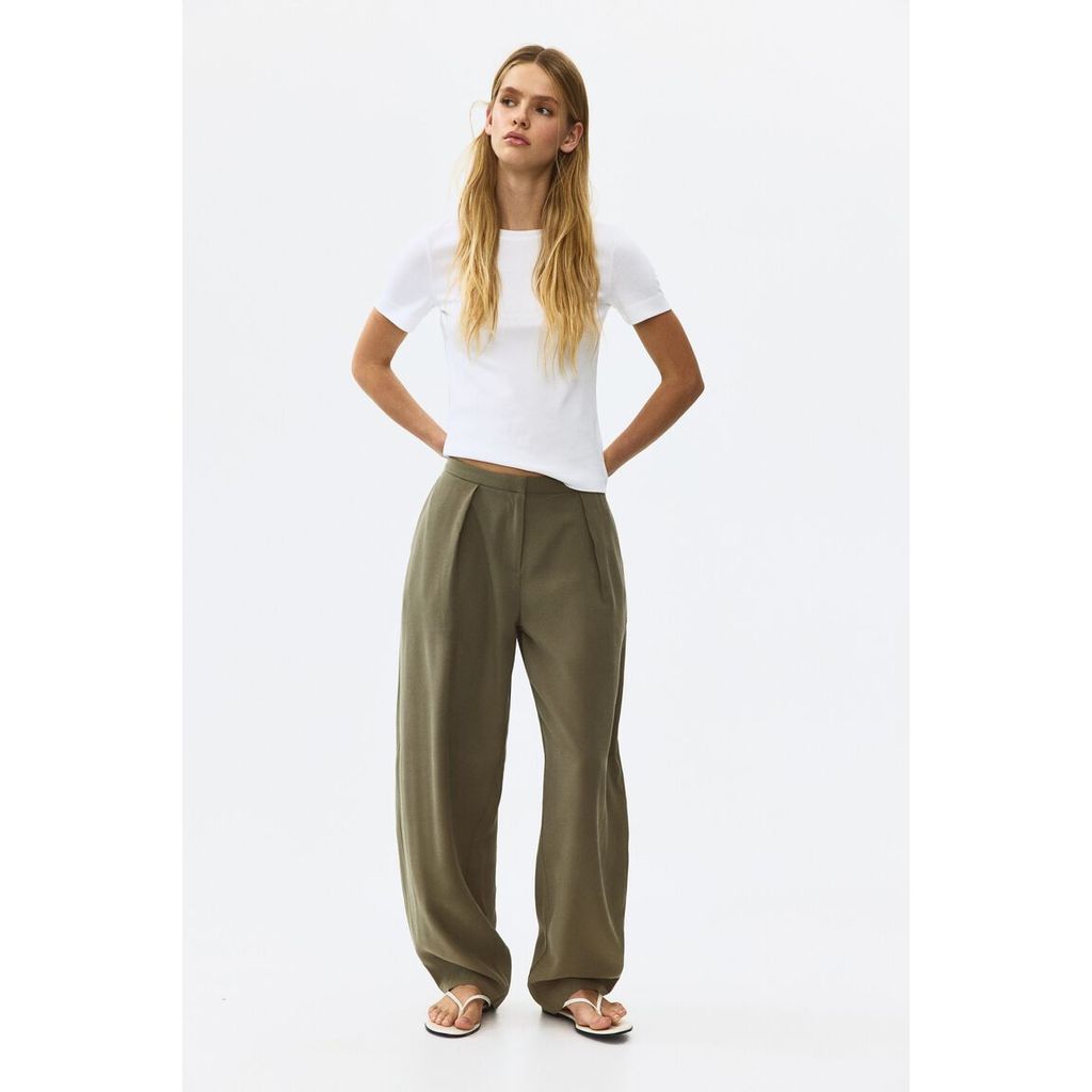 H&M(เอชแอนด์เอ็ม) กางเกงทรงกระบอกผสมผ้าวิสโคส ผู้หญิง 1346400_1