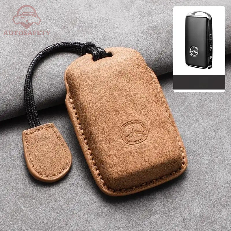 ฝาครอบกุญแจรถพวงกุญแจกระเป๋าหนัง Keyfob สําหรับ Mazda 3 Alexa CX30 CX-30 CX-5 CX5 CX3 CX-3 CX8 CX-8 
