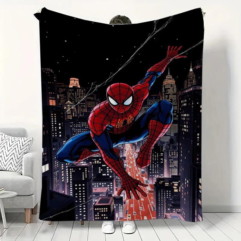 Super Hero SpiderMan Iron Man Marvel Flannel ผ้าห่มสําหรับเด็กผู้ใหญ่คู่ Camping นุ่มสบาย