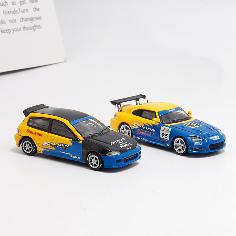 [โมเดลรถ] SW 1: 64 Honda Civic EG6 S2000 SPOON เคลือบจําลองรถโลหะผสมรุ่นตกแต่ง