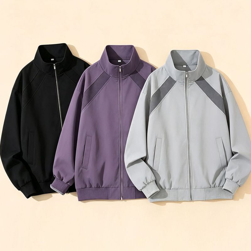 秋季棒球服外套男式立领休闲美式飞行夹克外套男上衣 JK26907202608012 Autumn baseball jacket for men, stand-up collar, casual Am
