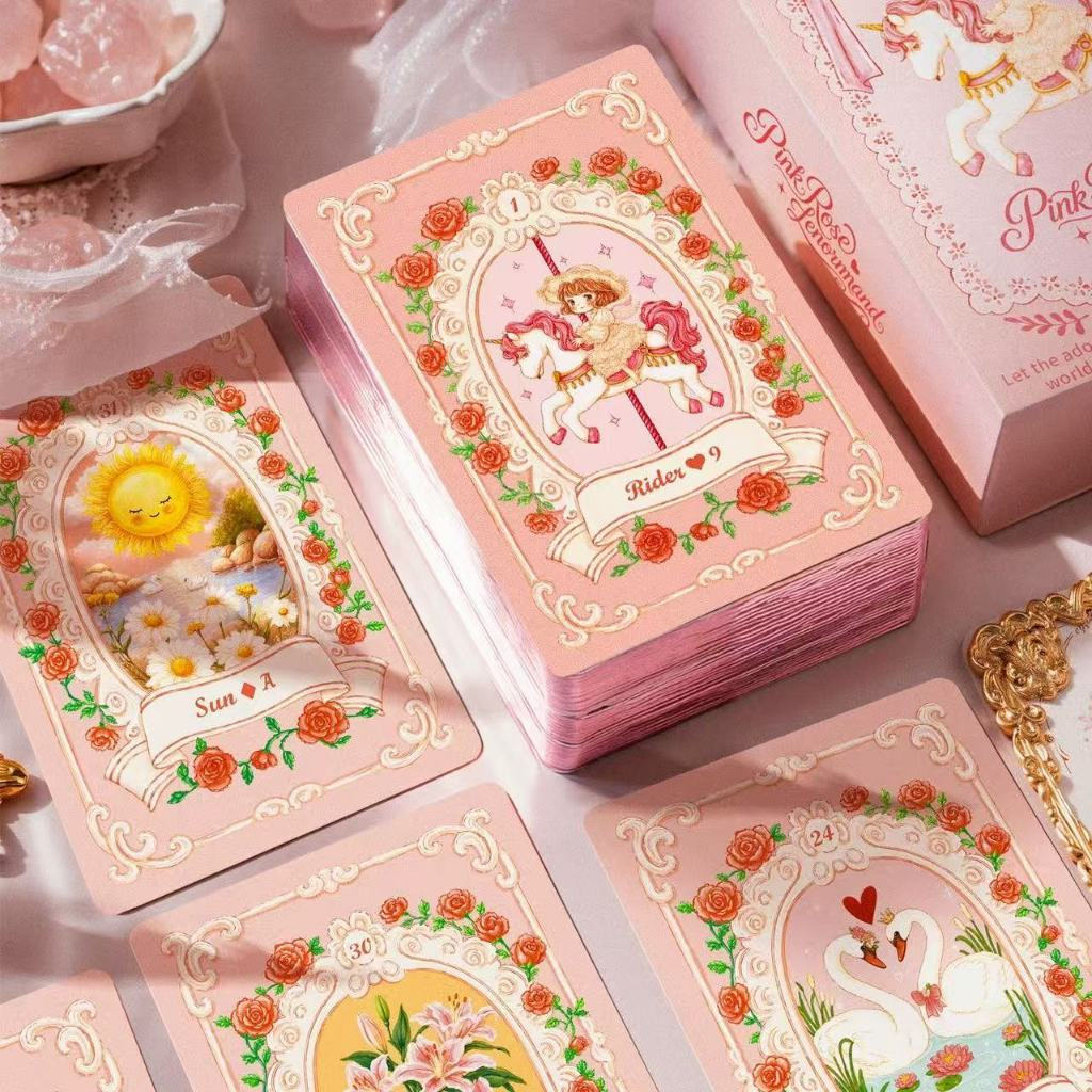[ต้นฉบับ] 10.9 * 7 ซม. Pink Rose Renaultman เกมกระดานภาษาอังกฤษการ์ดเกม rana System พร้อมคู่มือภาษาอังกฤษจีน