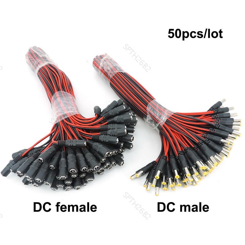 5.5x2.1 มม.DC ชายหญิงปลั๊ก DC Power supply ขยายเชื่อมต่อ Pigtail Cable Extension 24V DC Wire TH26B2