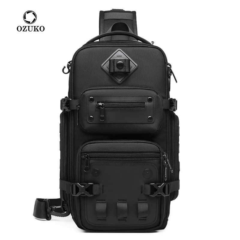 Ozuko Tactical Chest Bag Mens Outdoor One-Shoulder Messenger Bag High-End Feeling Large-Cap