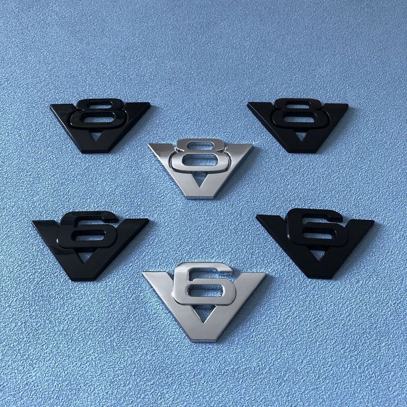 New V6 V8 car sticker, car modification, V6 displacement label, 3D metal V8 large displacement logo,