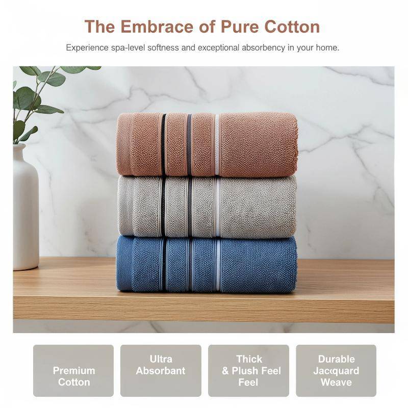[YPU] 1/3 ชิ้น Soft Absorbation Luxury Bath Towel Thi Qui Drying Face Towel for Home Hotel ใช้วงกลมว