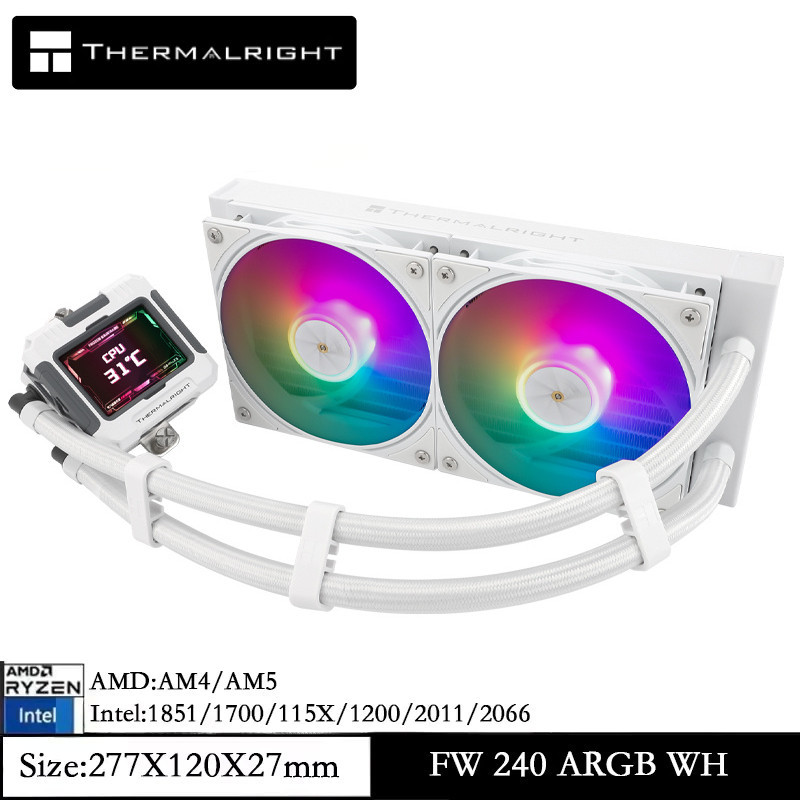 Thermalright FROZEN WARFRAME 240 ARGB ขาว AIO CPU Liquid Cooler 2.4นิ้ว หน้าจอ 320*240ความละเอียด LC