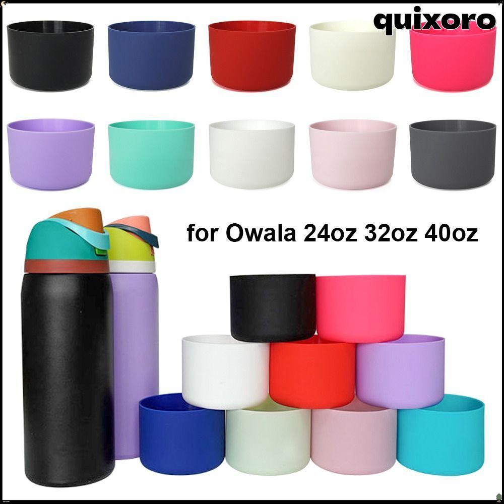 QUIXORO 1 ชิ้นซิลิโคน Boot, Anti-Slip Soft ขวดฐานด้านล่าง,ป้องกันถ้วยที่มีสีสันสําหรับ Owala 24oz 32oz 40oz