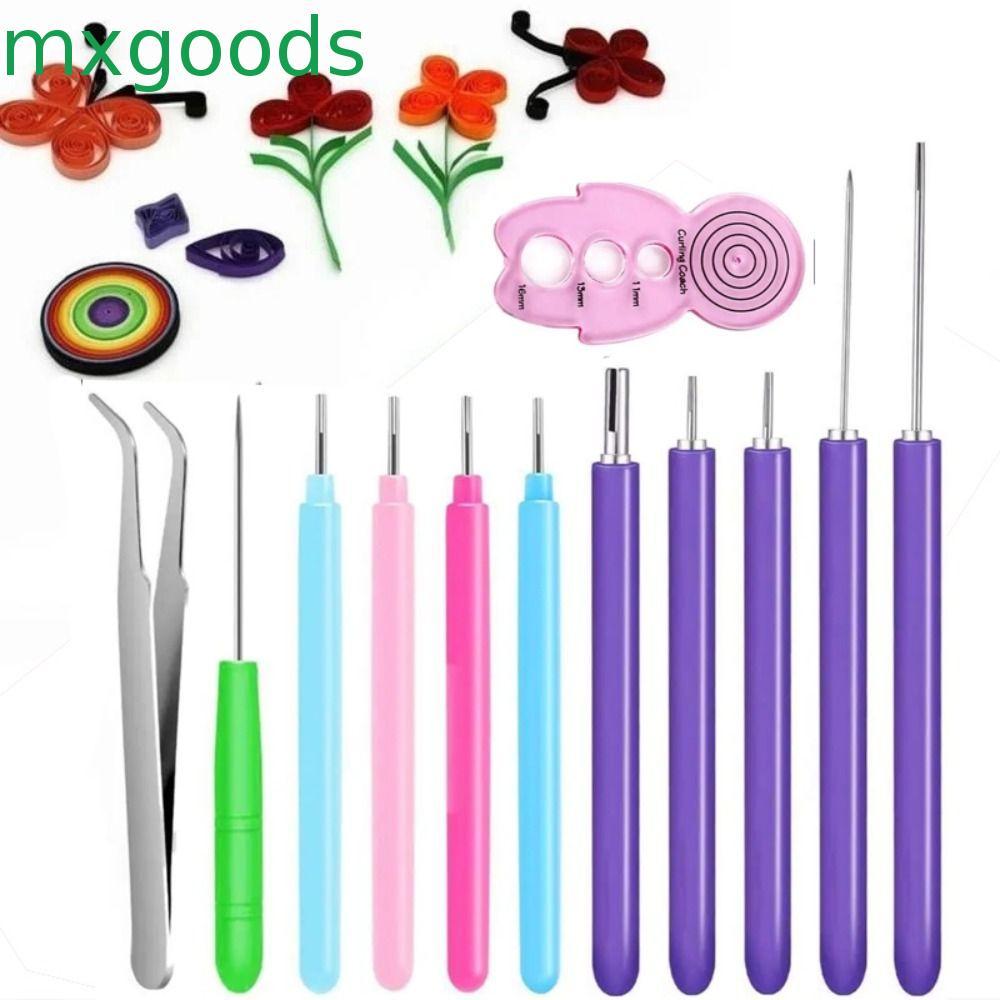 MXGOODS 12PCS กระดาษ Quilling เครื่องมือ, Quilling Slotted ปากกากระดาษ Curling Quilling เข็มชุด, DIY