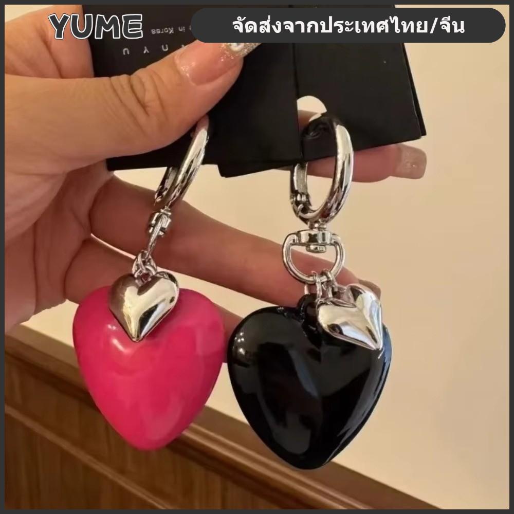 YUMEIYU พวงกุญแจหัวใจ,สาวรถ Punk Y2K จี้พวงกุญแจ,สีชมพูหัวใจใหญ่พวงกุญแจอุปกรณ์เสริมกระเป๋าถือกระเป๋