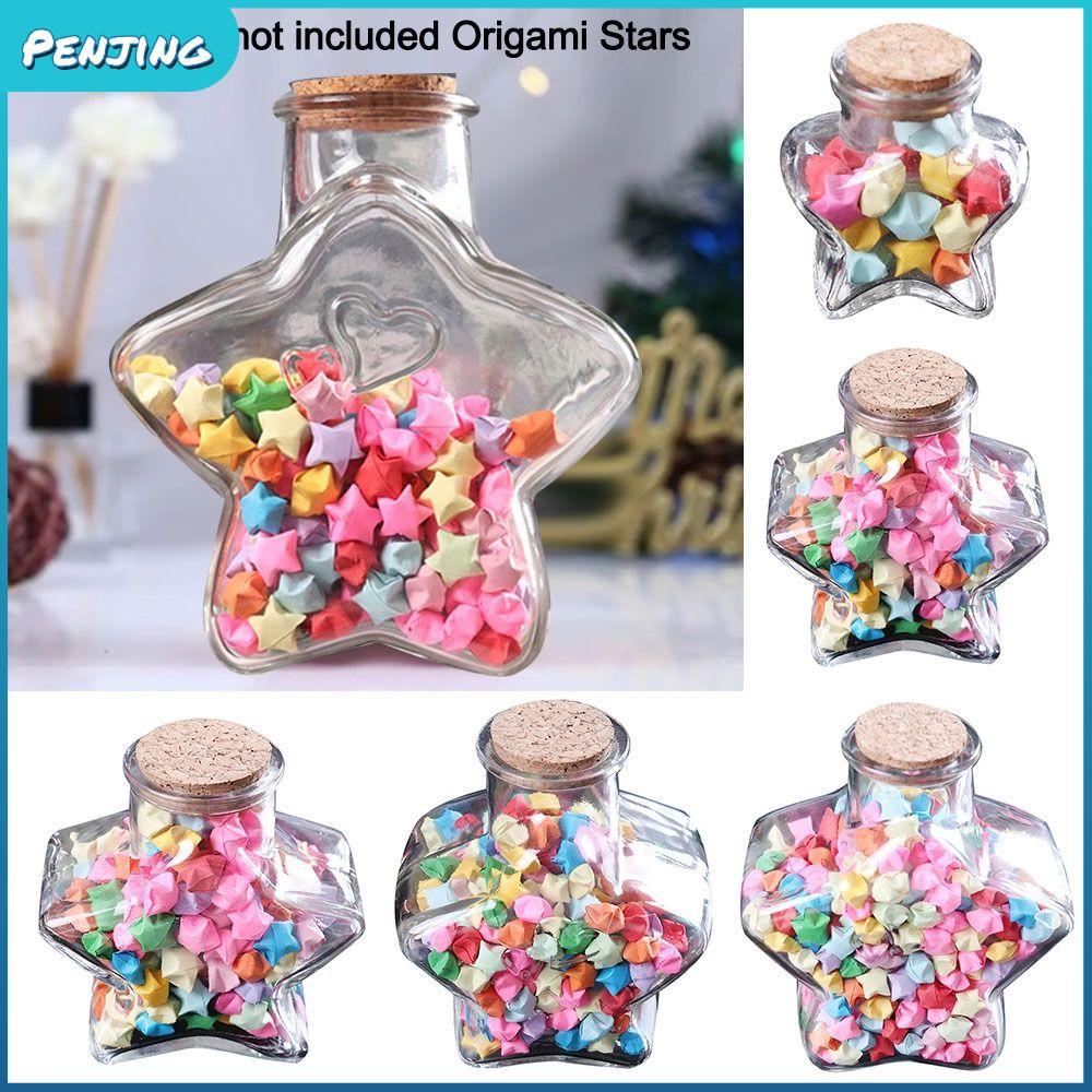 PENJIPH Wishing Bottle, Stars Shape Craft Origami Stars Glass Bottle, Creative Pentagram Storage Bot