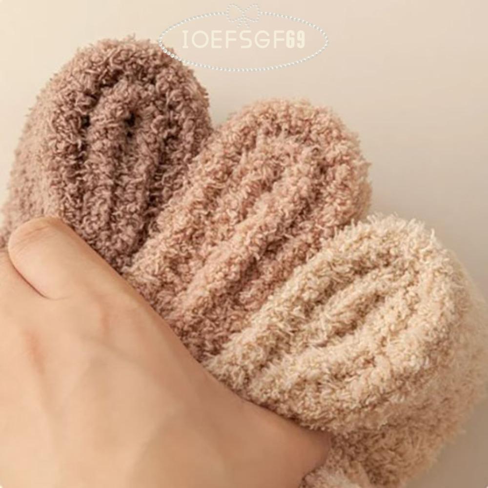 IOEFSGF69 Warm Fuzzy Five Toe Sock, Warm Coral Velvet Soft Fluffy Cozy หนาถุงเท้าความร้อน,แฟชั่นหนาน