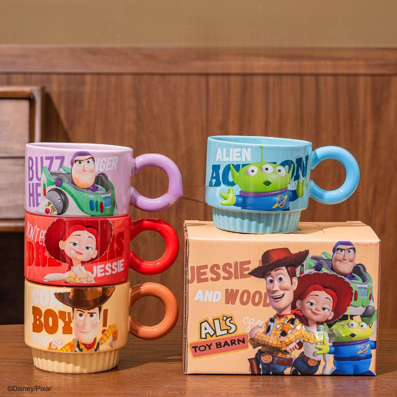 Toy Story Series ถ้วยน้ํา Buzz Lightyear แก้วเซรามิคบ้านใหม่ถ้วยนมถ้วยกาแฟคู่ของขวัญวันเกิด