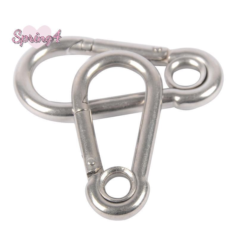 <Spring4>M4 M5 M6 M7 M8 สแตนเลส Carabiner Carbine Snap Hook พร้อมตาไก่สปริง Bule Key Ring Nice