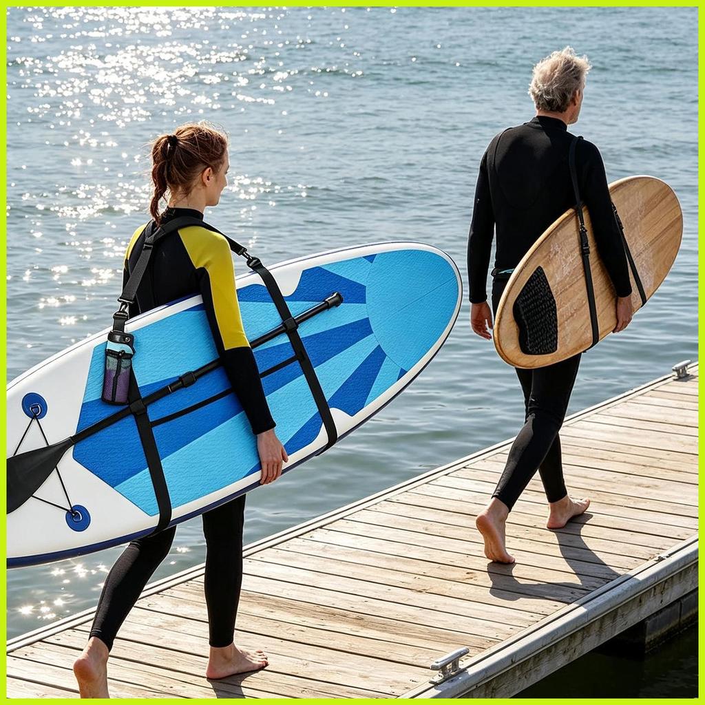 Paddle Board Straps สําหรับพกพาแฮนด์ฟรีกระดานโต้คลื่นปรับไหล่เข็มขัด Surfing Board ขยายไหล่ yauaerth
