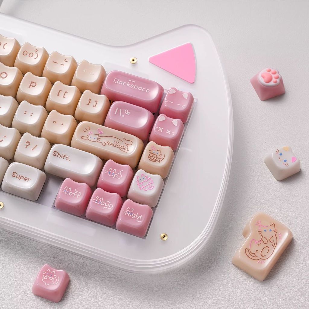 ปุ่มกด * XVX Candy Cat Cat Muppet Cat Cute Keycap Glossy PC โปร่งแสงแกะสลัก MAO + MOA Mechanical Key
