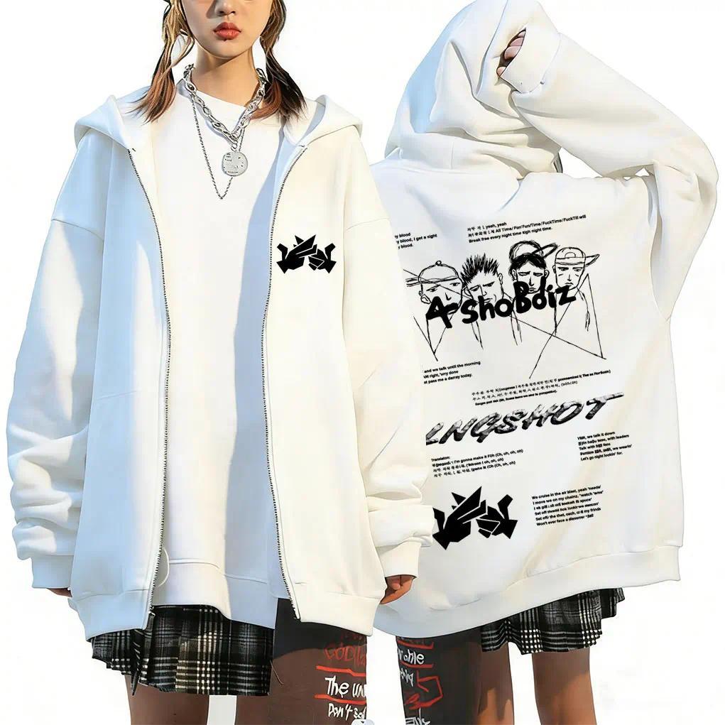 แฟชั่นเกาหลี Kpop Lngshot Jay Park Merch ซิป Hoodie ขนสัตว์ผ้าฝ้ายซิปขึ้นแจ็คเก็ตผู้ชายซิปขึ้นเสื้อก
