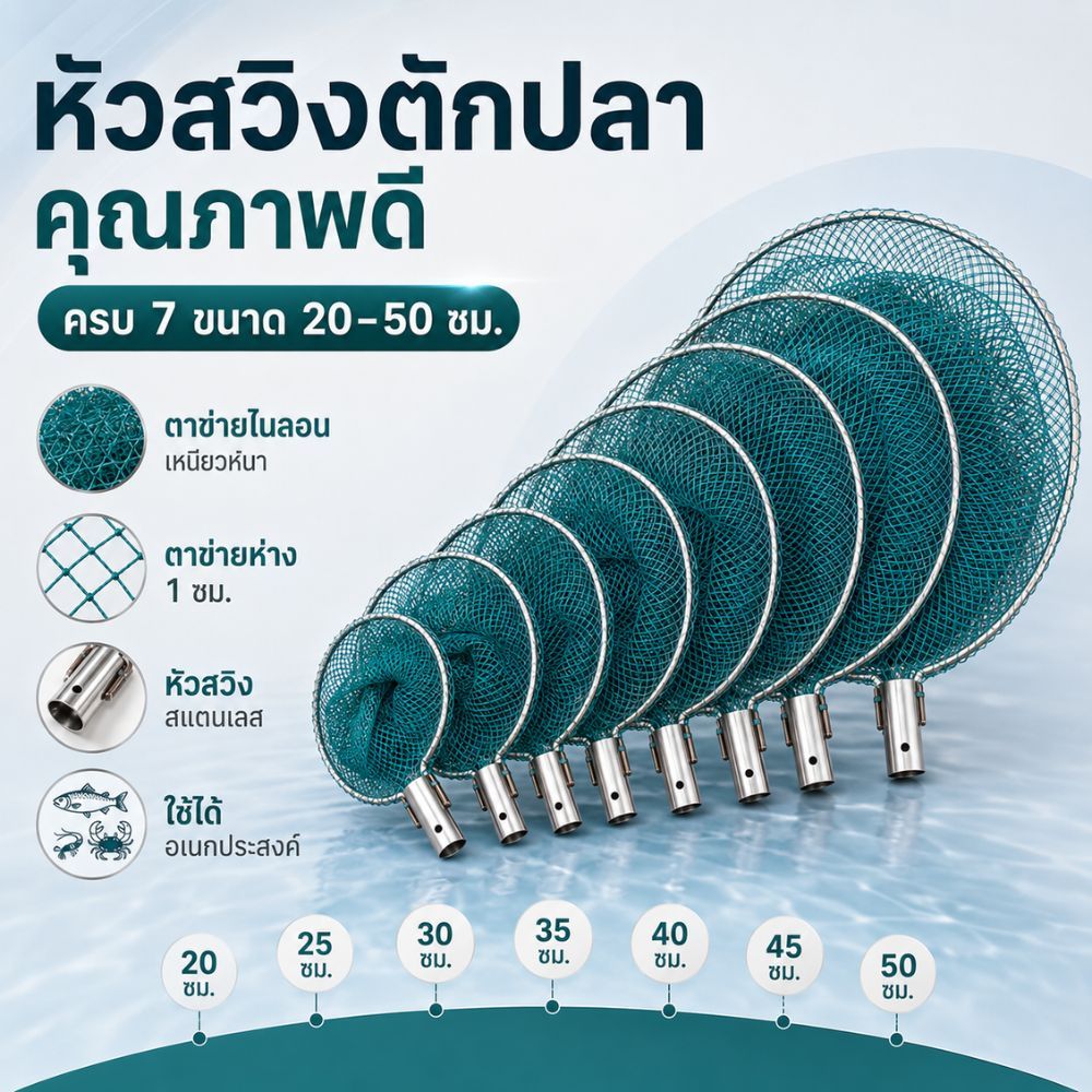 หัวสวิงตักปลา (เฉพาะหัว ไม่มีด้าม) สแตนเลส ตาข่ายหนาแน่น กระชอนตักปลา ที่ตักปลา แข็งแรงตาข่ายเหนียว/G0006