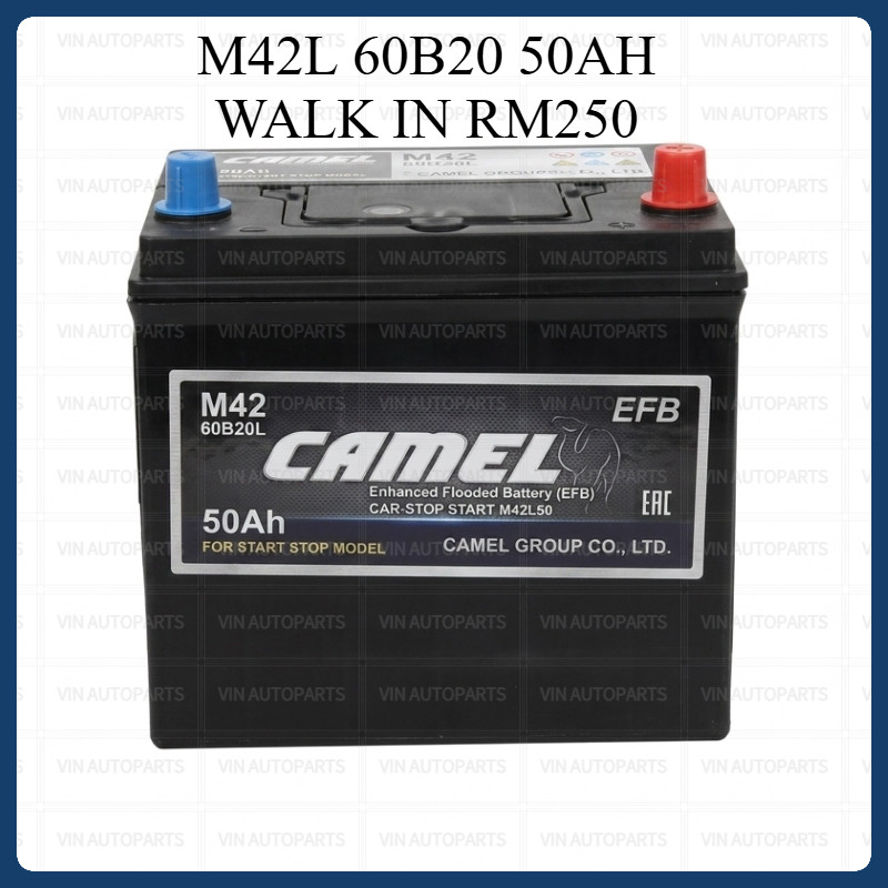 Camel EFB M42L M42R 60B20 12v 50Ah รับประกัน 18 เดือน