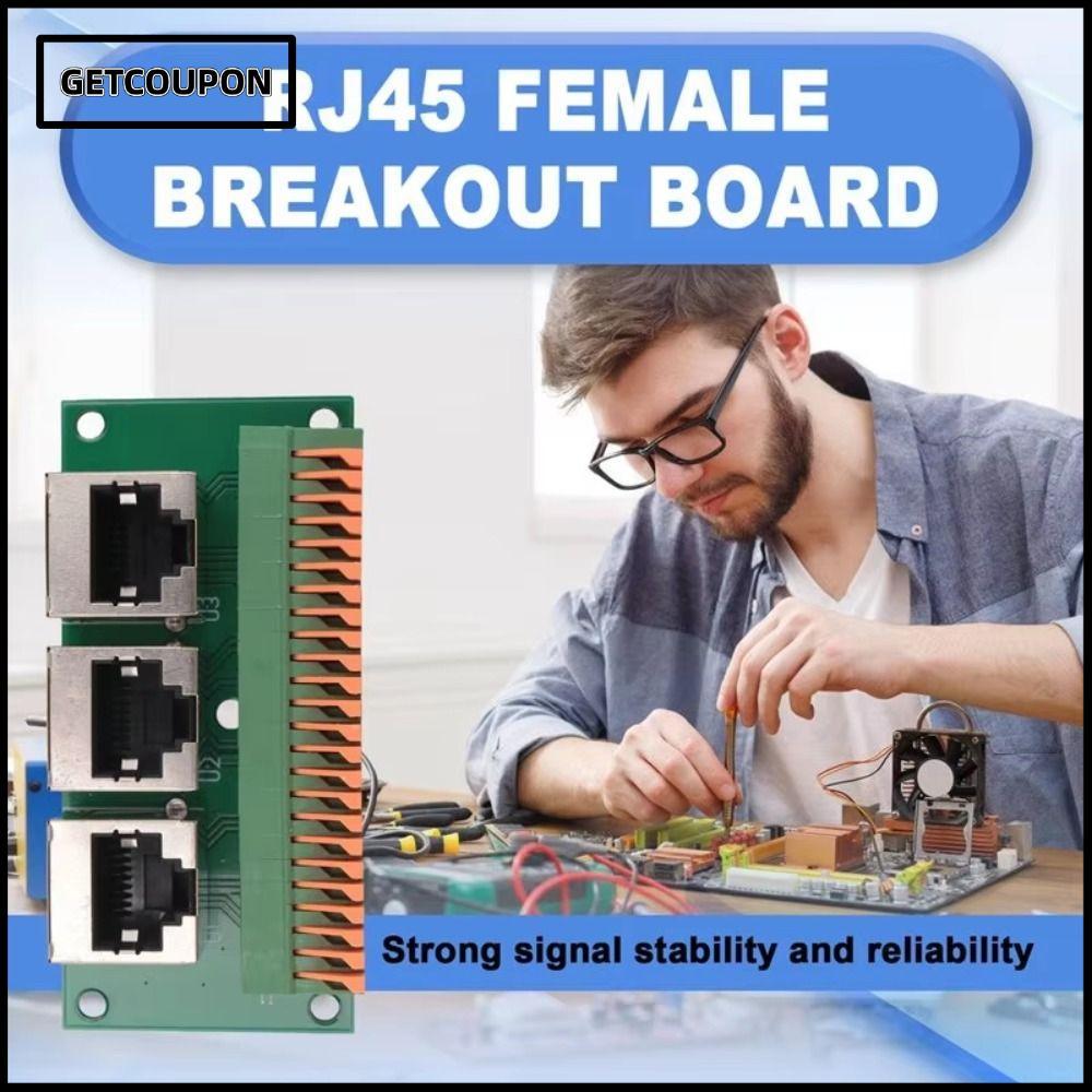 GETCOUPON RJ45 Breakout Board, สามทาง 8-Pin RJ45 หญิง, Professional ฤดูใบไม้ผลิ Terminal Solderless 