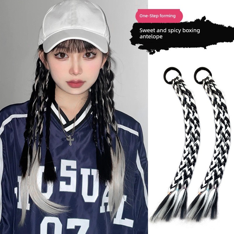 ผมเปียปลอม ไฮไลท์ผม กล่องมวย Braids วิกผมหางม้า Braids หญิง Influencer Twist Braids สกปรก Braids หาง